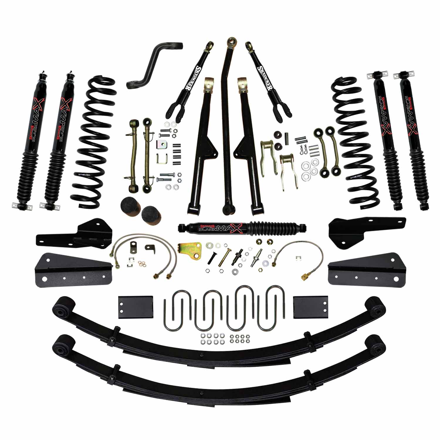 6 In Lift 84-01 Cherokee XJ Sys W/Front DR/LT Coil Springs Pitman Arm Bump Stop Spacers Lower and Upper Adjust Control Arms Skyjacker-1
