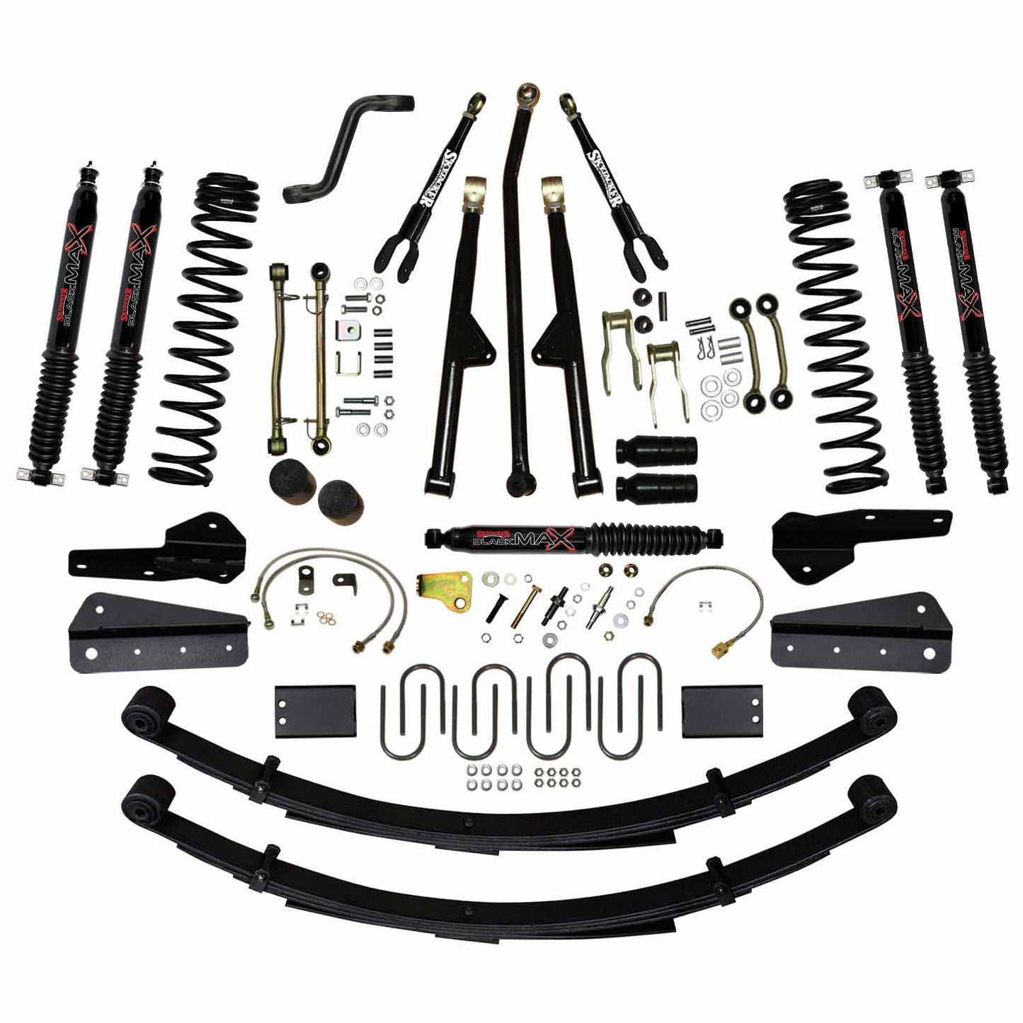 8 In Lift Sys 84-01 Cherokee XJ W/Front DR/LT Coil Springs Pitman Arm Bump Stop Spacers Lower and Upper Adjust Control Arms Skyjacker-1