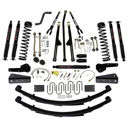 8 In Lift Sys 84-01 Cherokee XJ W/Front DR/LT Coil Springs Pitman Arm Bump Stop Spacers Lower and Upper Adjust Control Arms Skyjacker-1