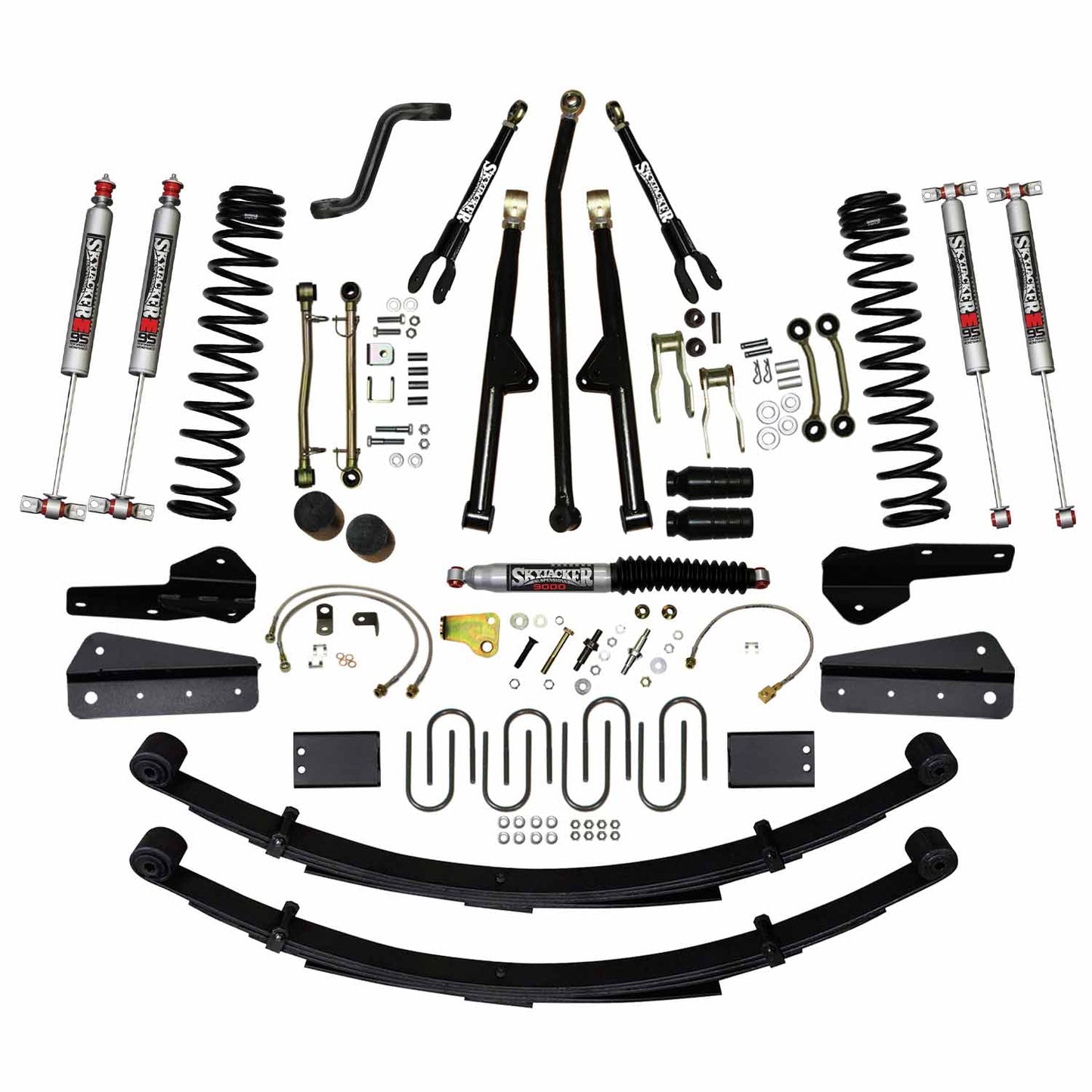 8 In Lift Sys 84-01 Cherokee XJ W/Front DR/LT Coil Springs Pitman Arm Bump Stop Spacers Lower and Upper Adjust Control Arms Skyjacker