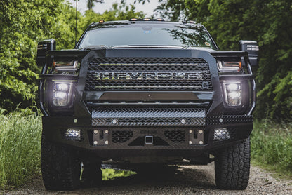 FT Front Bumper Extreme For 2020-2023 Silverado 2500/3500 HD Sensor Cutouts Fog Cutouts Receiver With Mesh Grill With Camera Harness Bodyguard Bumpers-6