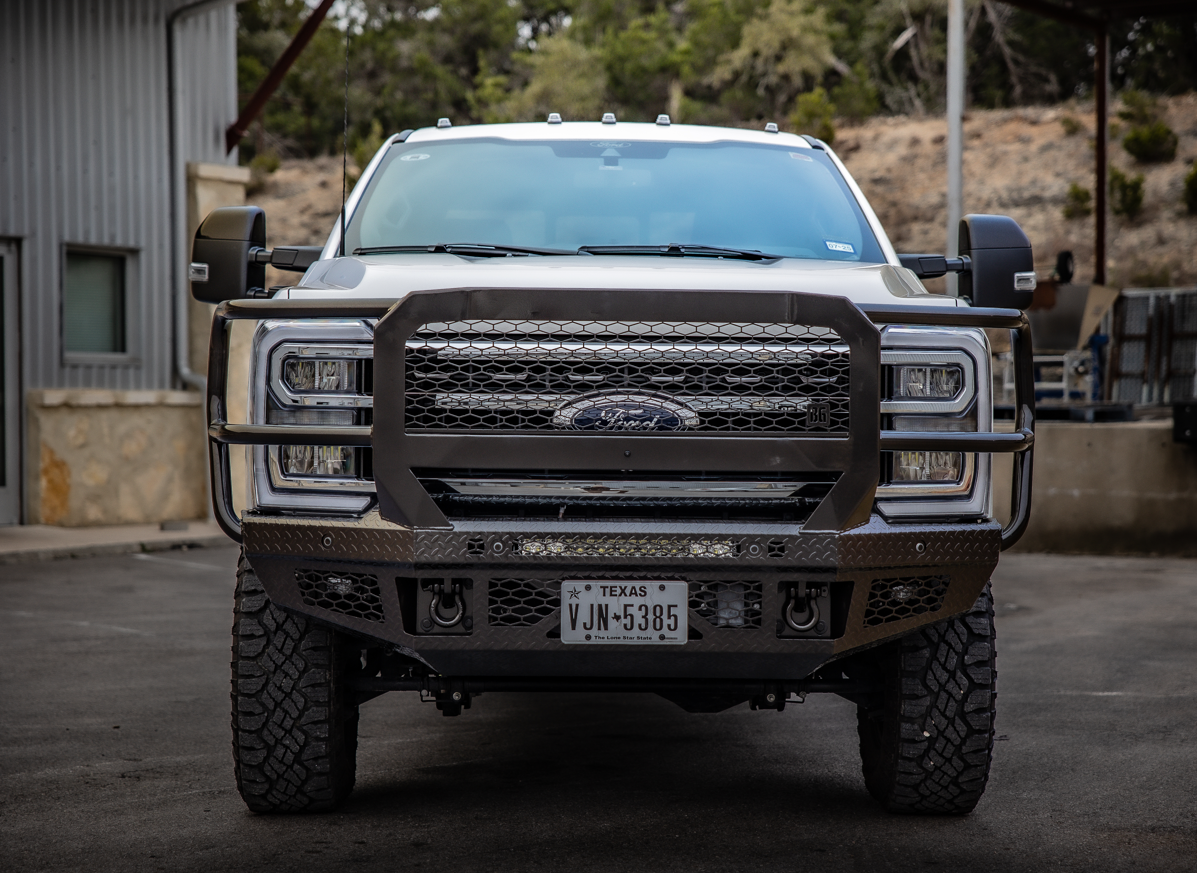 FT Front Bumper Extreme For 2017-2022 Ford F250/350 Superduty No Sensor Fog Cutouts Receiver With Mesh Grill No Camera Harness Bodyguard Bumpers-10