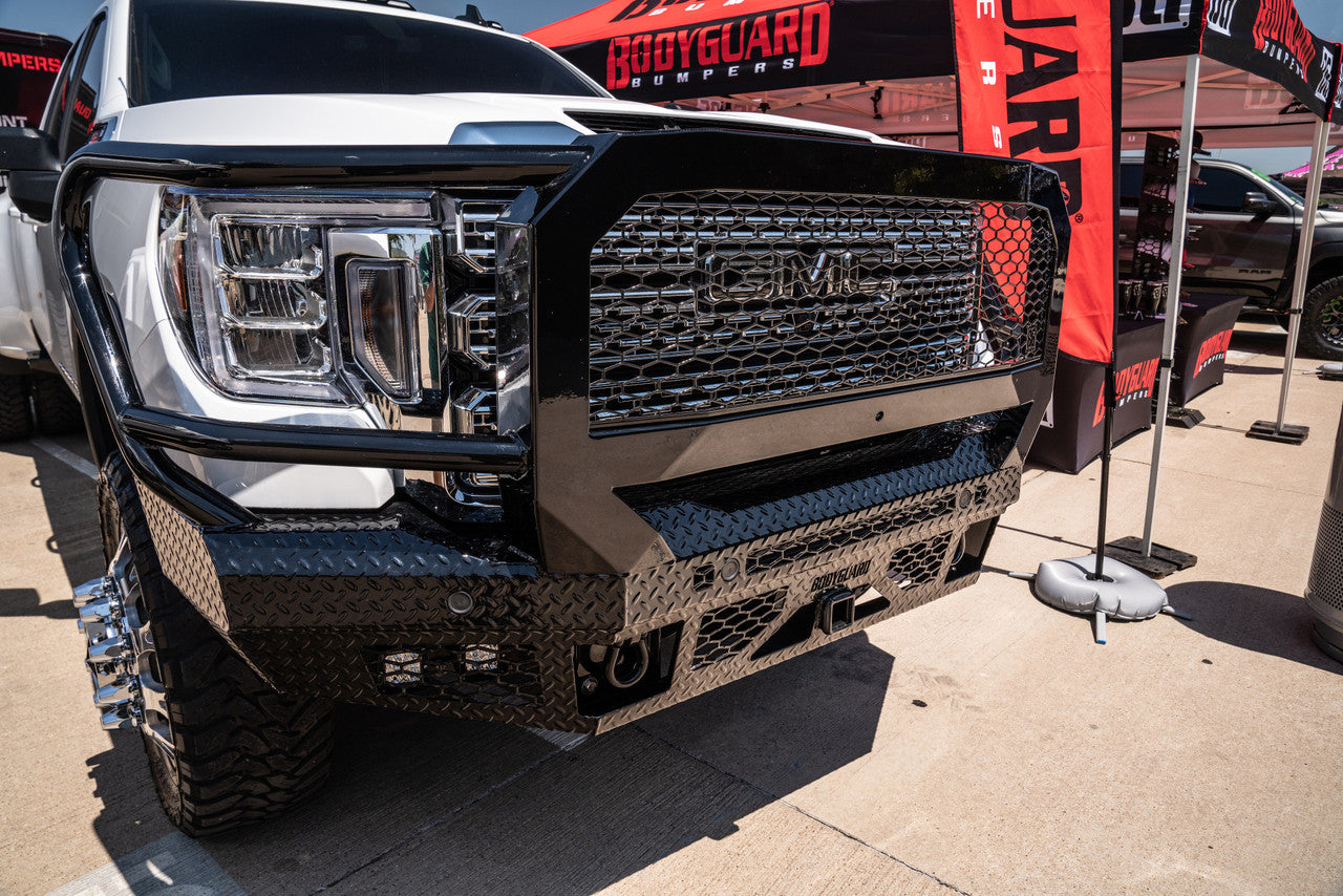 FT Front Bumper Extreme For 2020-2023 Sierra 2500/3500 HD Sensor Cutouts Fog Cutouts Receiver With Mesh Grill With Camera Harness Bodyguard Bumpers-10