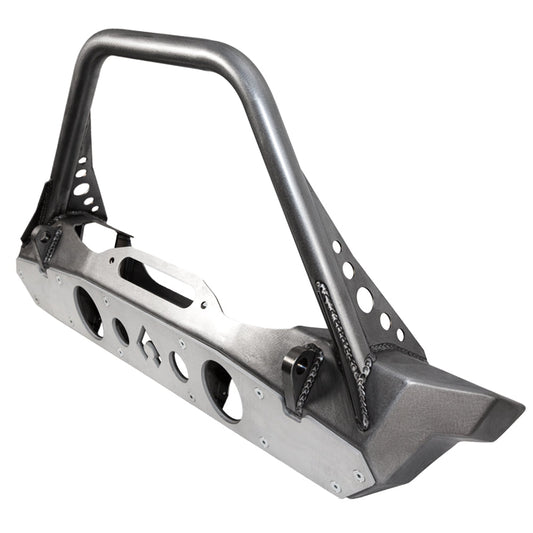 Bare Steel Nighthawk Mid-tube Stinger Front Bumper with Aluminum Skid for JK, JL, and JT - Bare Steel Artec Industries