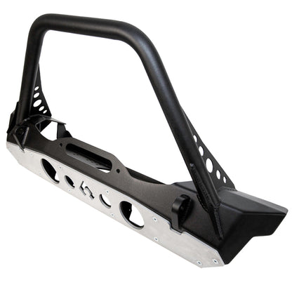 Powdercoat Nighthawk Mid-tube Stinger Front Bumper with Aluminum Skid for JK, JL, and JT - Black Powdercoat Artec Industries