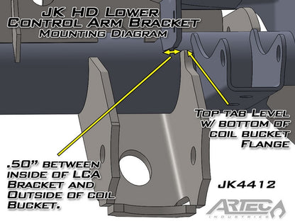 Jeep JK Front Axle LCA Brackets 07-18 Wrangler JK Pair Artec Industries-2
