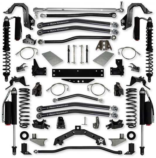 4.5 Inch X-Factor X2 Rear 6 Inch Stretch Coilover Long-Arm Suspension System for Jeep Wrangler JK Comp Stage 2 Rock Krawler