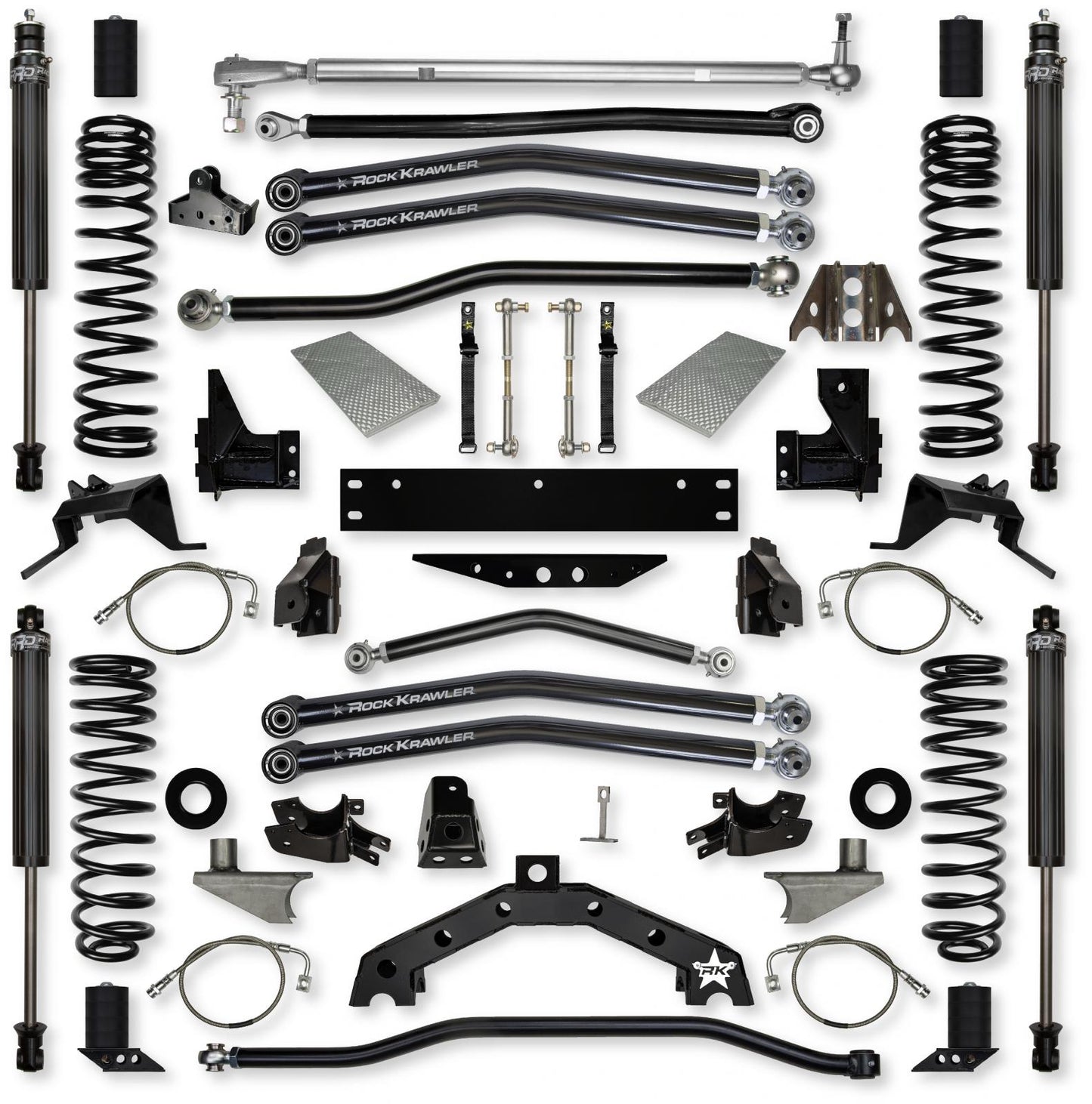 4.5 Inch X-Factor X2 Rear 6 Inch Stretch Long-Arm Suspension System for Jeep Wrangler JK Rock Krawler