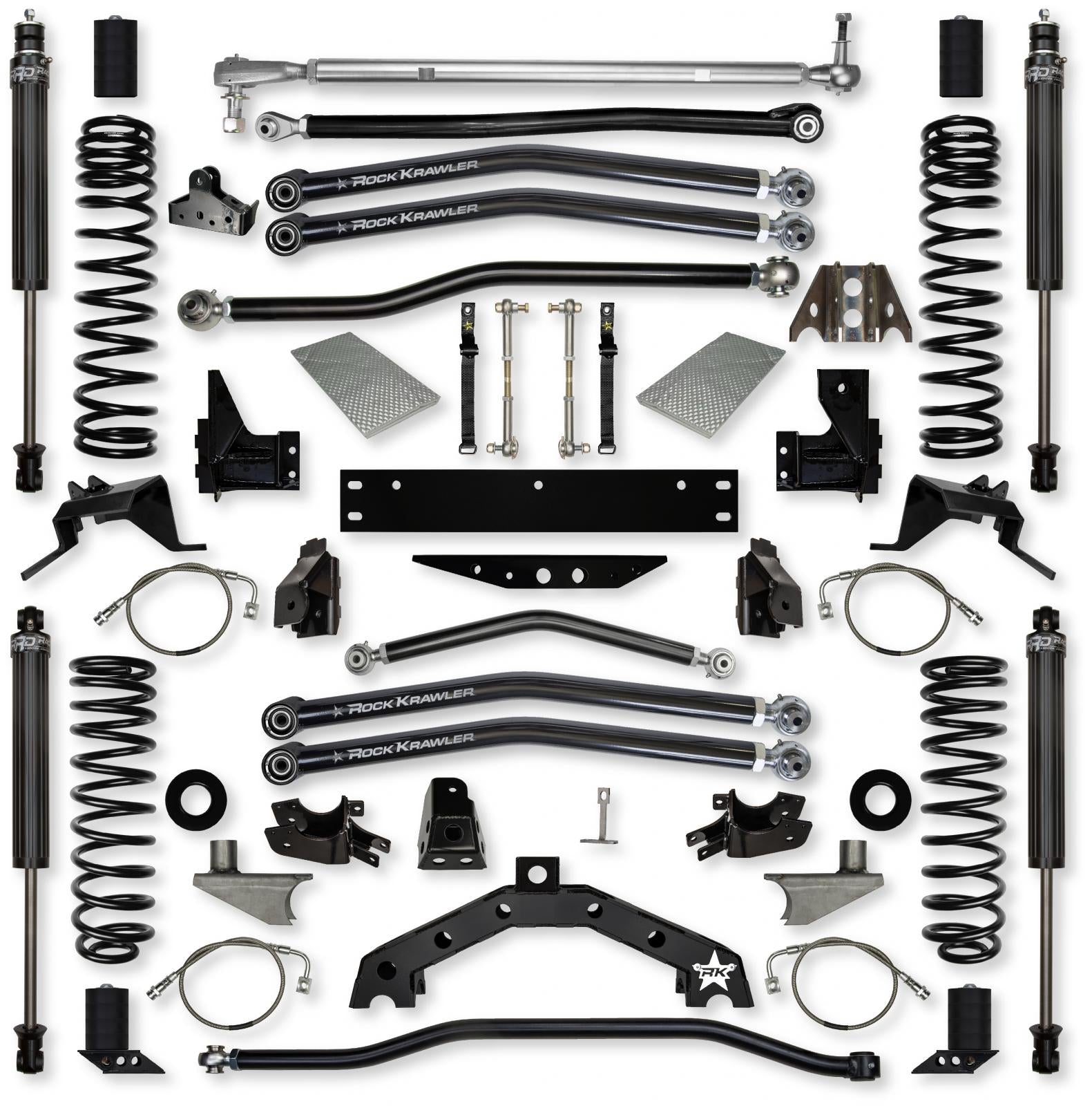 4.5 Inch X-Factor X2 Rear 6 Inch Stretch Long-Arm Suspension System for Jeep Wrangler JK Rock Krawler