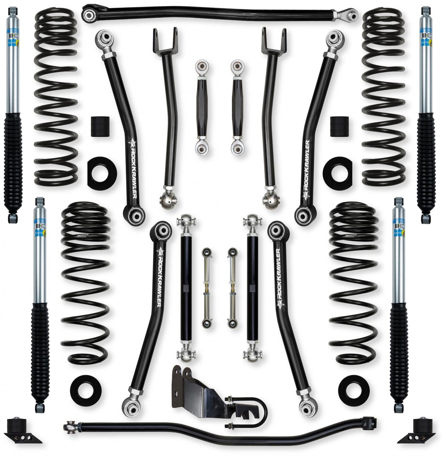 3.5 Inch X-Factor No Limits Mid-Arm Suspension System for Jeep Wrangler JLU 4XE Models Includes 2 24-310635 and 2 33-292977 Bilstein 5100 Shock Rock Krawler