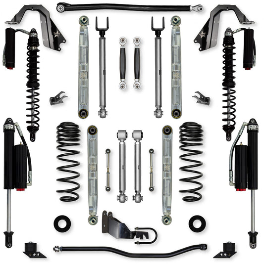 3.5 Inch X-Factor Pro Elite Coilover No Limits Mid-Arm Suspension System for Jeep Wrangler JLU 4XE Models Comp System Stage 2 Rock Krawler