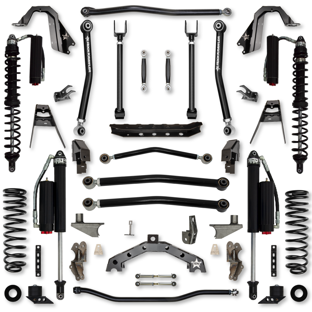 3.5 Inch T-Rex Coilover w/ 6 Inch Rear Stretch No Limits Hybrid System For Jeep Wrangler JL Comp Stage 2 Rock Krawler
