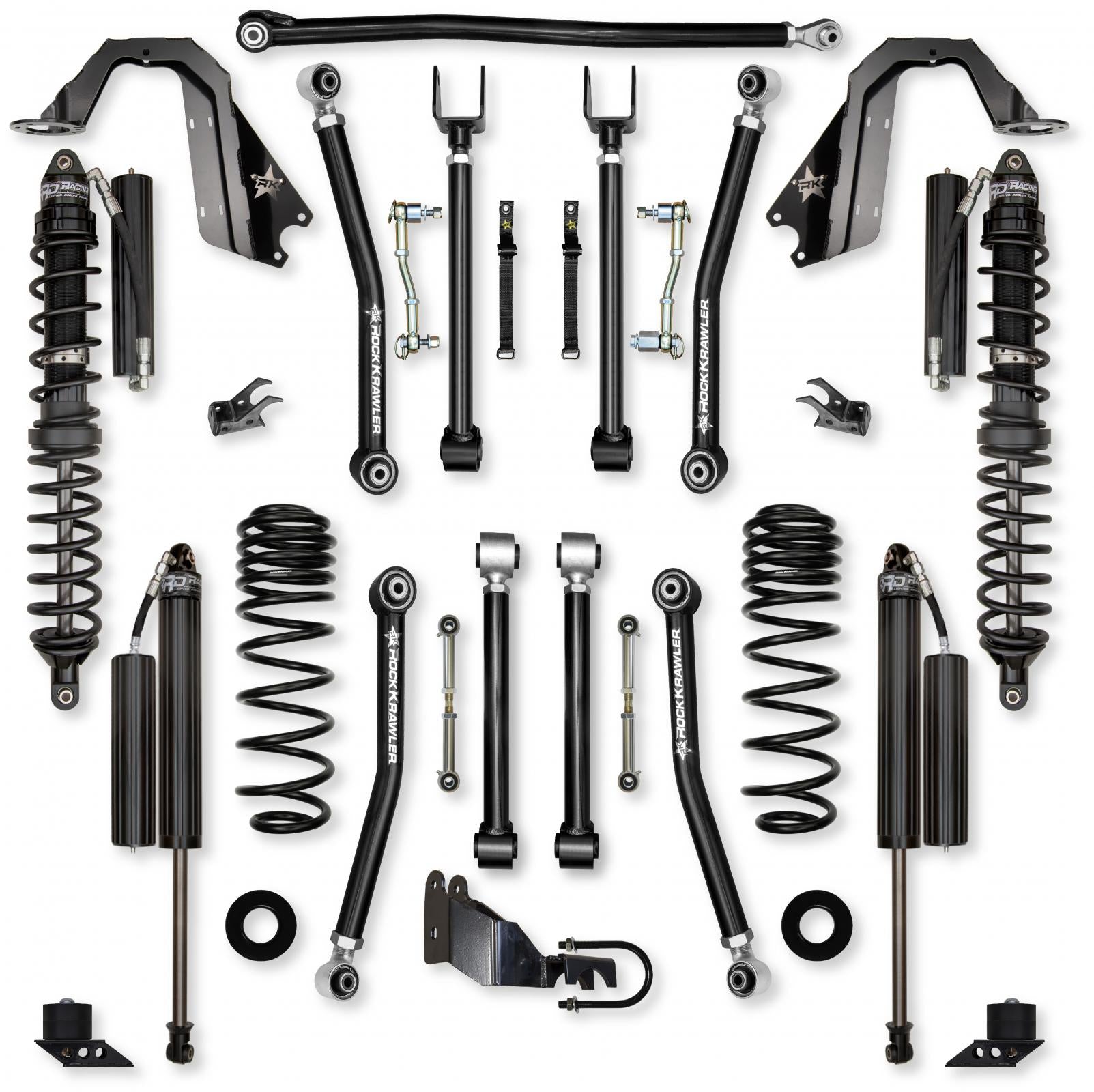 4.5 Inch Adventure X Coilover Mid-Arm Suspension System for Jeep Wrangler JLU Gas Models Comp Stage 1 Rock Krawler