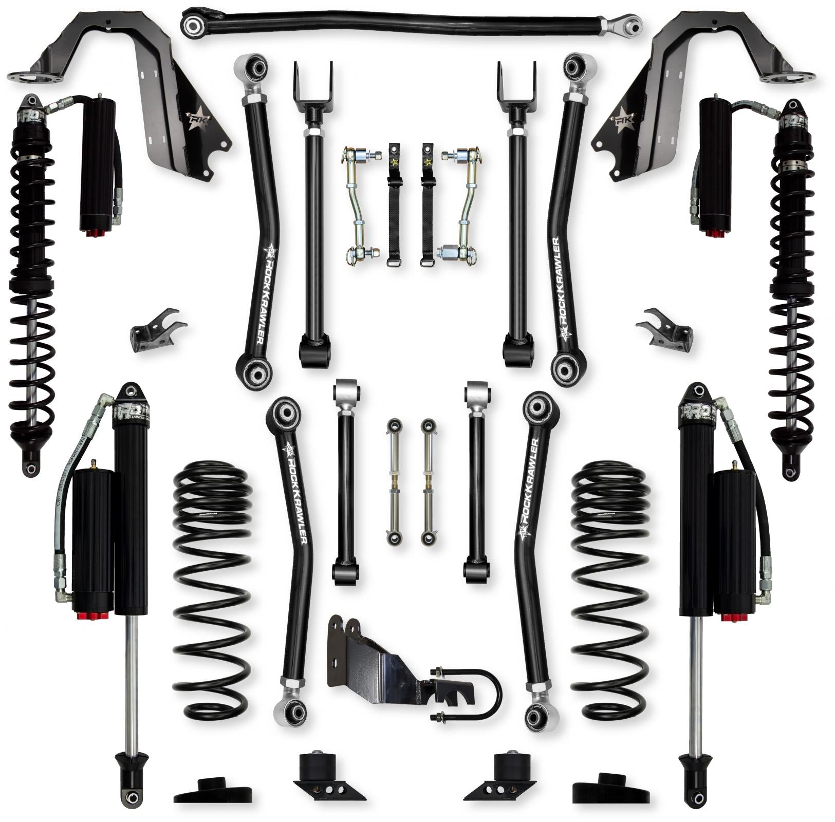 4.5 Inch Adventure X Coilover Mid-Arm Suspension System for Jeep Wrangler JLU 4XE Models Comp System Stage 2 Rock Krawler