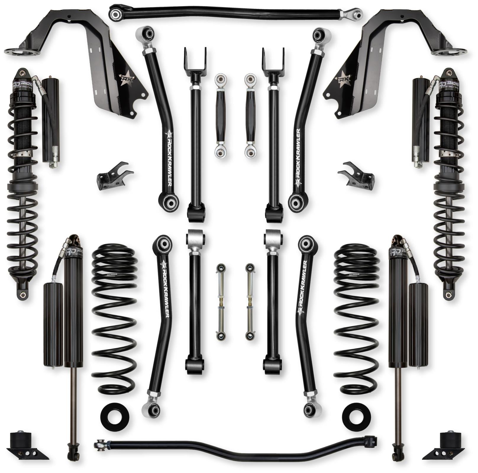 4.5 Inch Adventure X Coilover No Limits Mid-Arm Suspension System for Jeep Wrangler JLU Gas Models Comp Stage 1 Rock Krawler