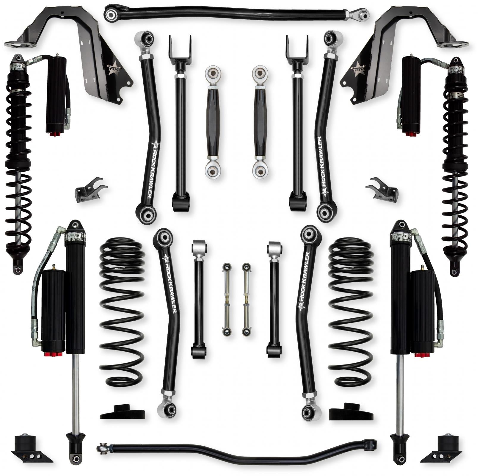 4.5 Inch Adventure X Coilover No Limits Mid-Arm Suspension System for Jeep Wrangler JLU Gas Models Comp System Stage 2 Rock Krawler