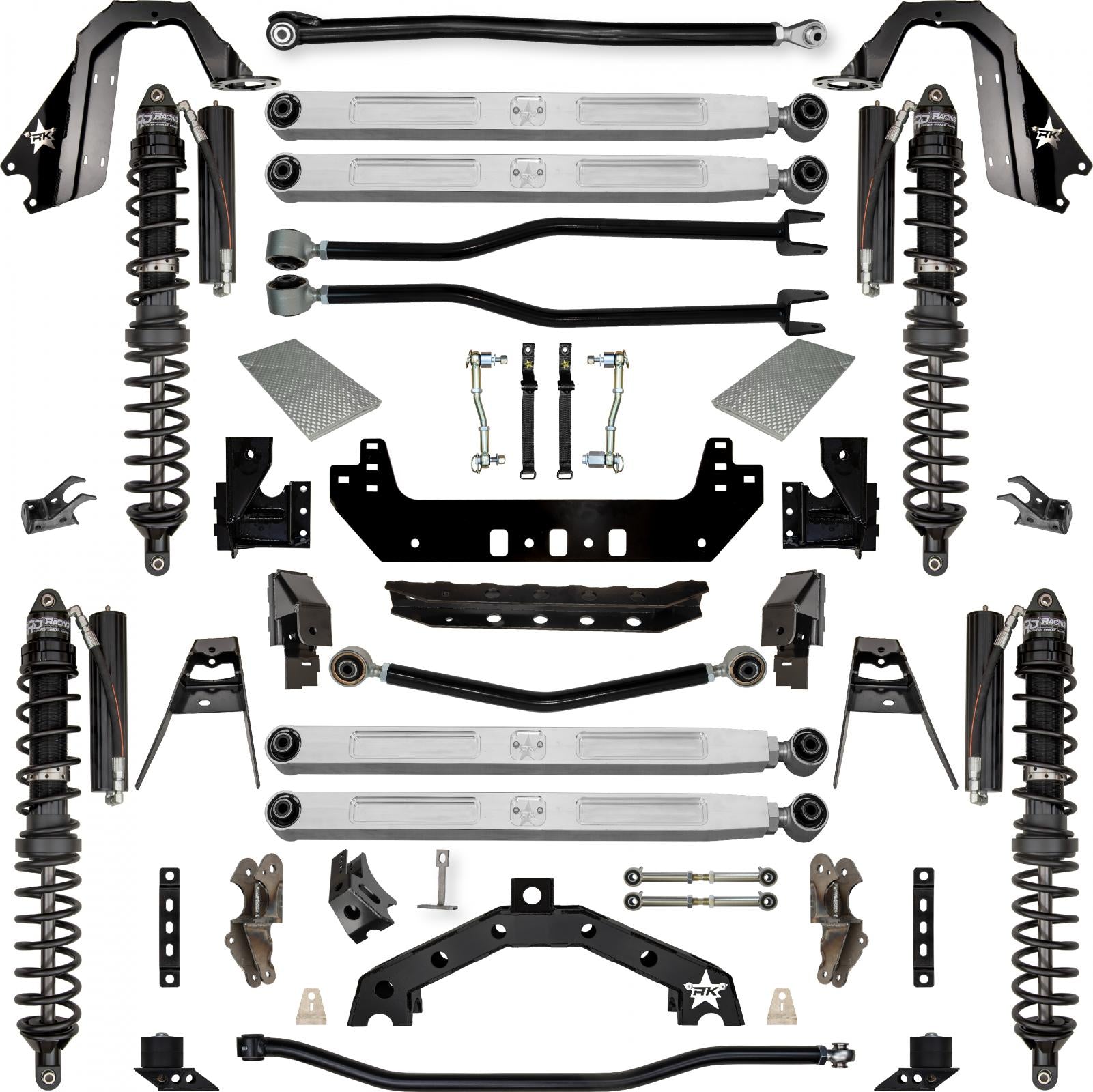 4.5 Inch Adventure X2 Pro Elite Coilover Long-Arm Suspension System for Jeep Wrangler JL Gas Models Trail Runner System Stage 1 Rock Krawler