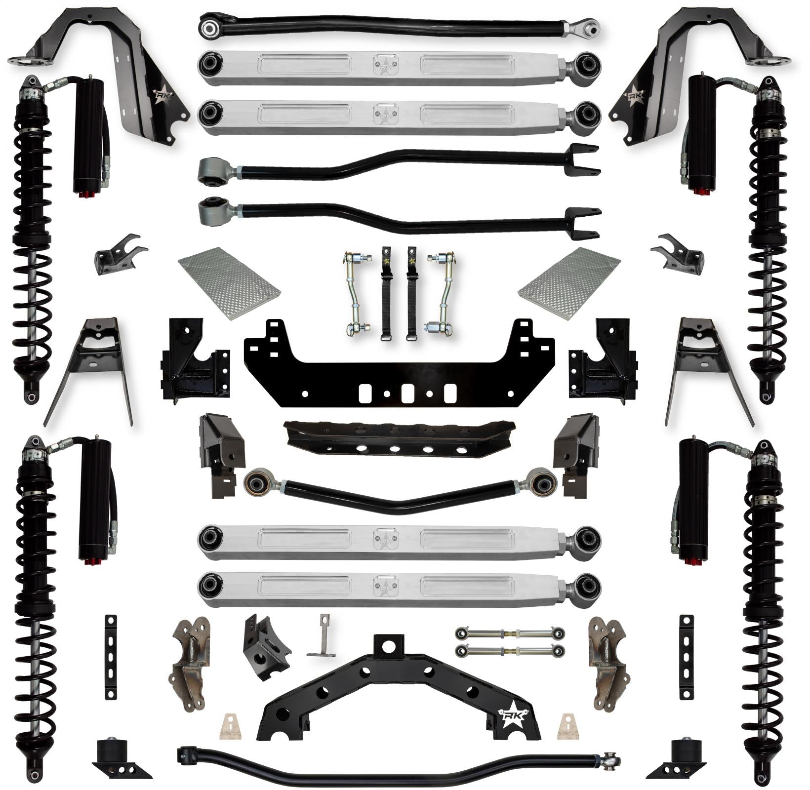 4.5 Inch Adventure X2 Pro Elite Coilover Long-Arm Suspension System for Jeep Wrangler JLU Gas Models Trail Runner System Stage 2 Rock Krawler
