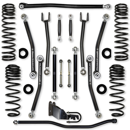 4.5 Inch X-Factor No Limits Mid-Arm Suspension System for Jeep Wrangler JL Gas Models With No Shocks Rock Krawler