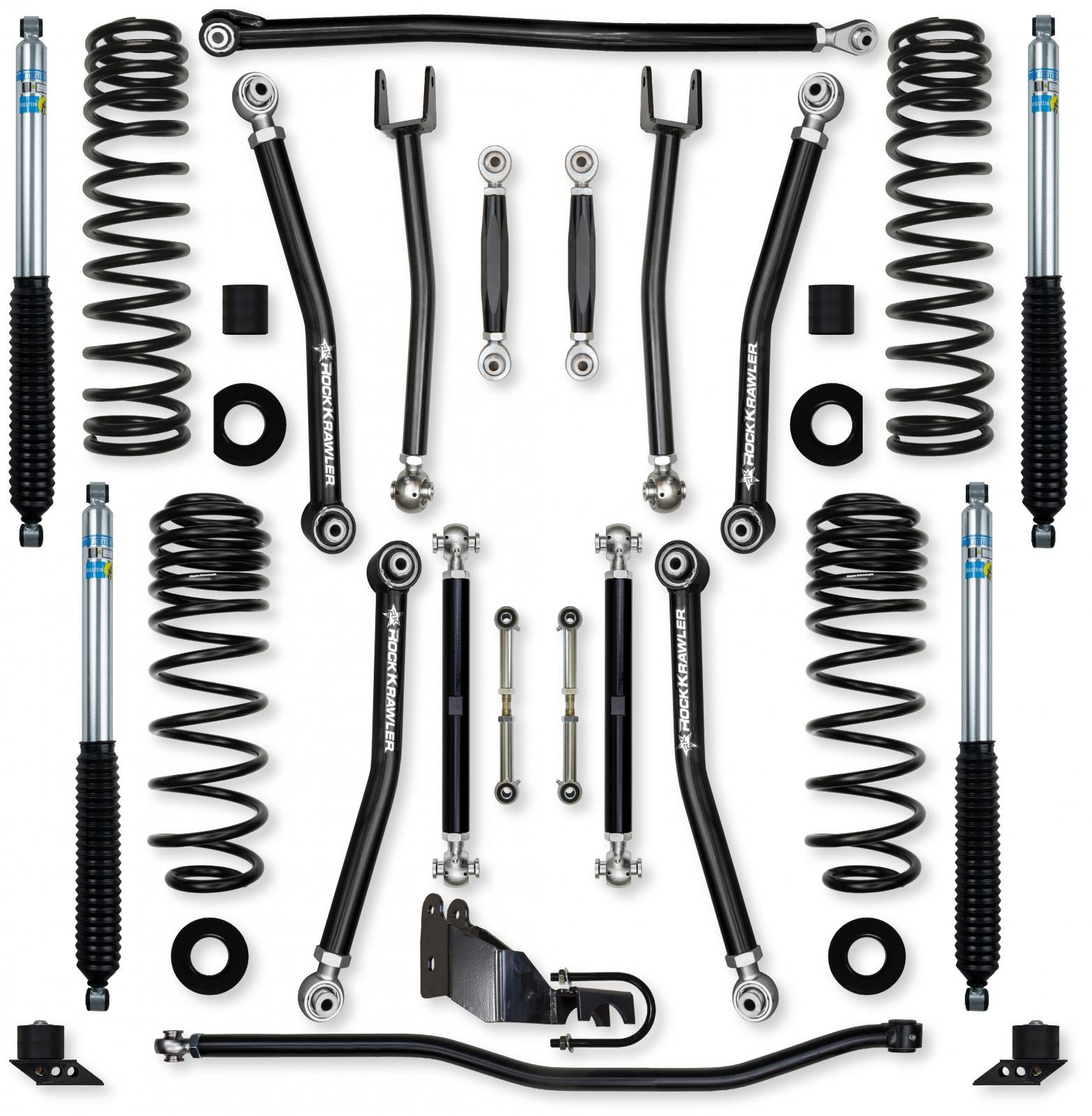 4.5 Inch X-Factor No Limits Mid-Arm Suspension System for Jeep Wrangler JL Gas Models With Bilstein Shocks Rock Krawler