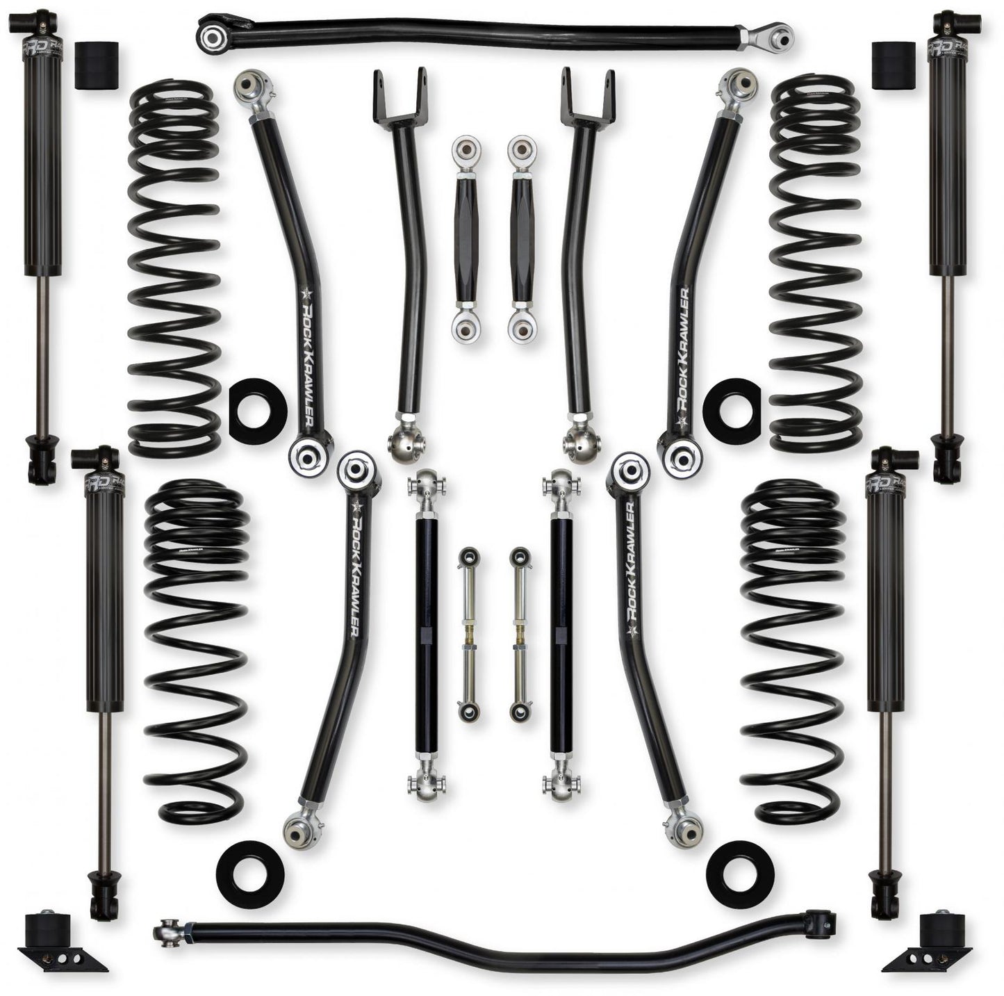 4.5 Inch X-Factor No Limits Mid-Arm Suspension System for Jeep Wrangler JLU 392 Models Comp Stage 1 With IFP Shocks Rock Krawler