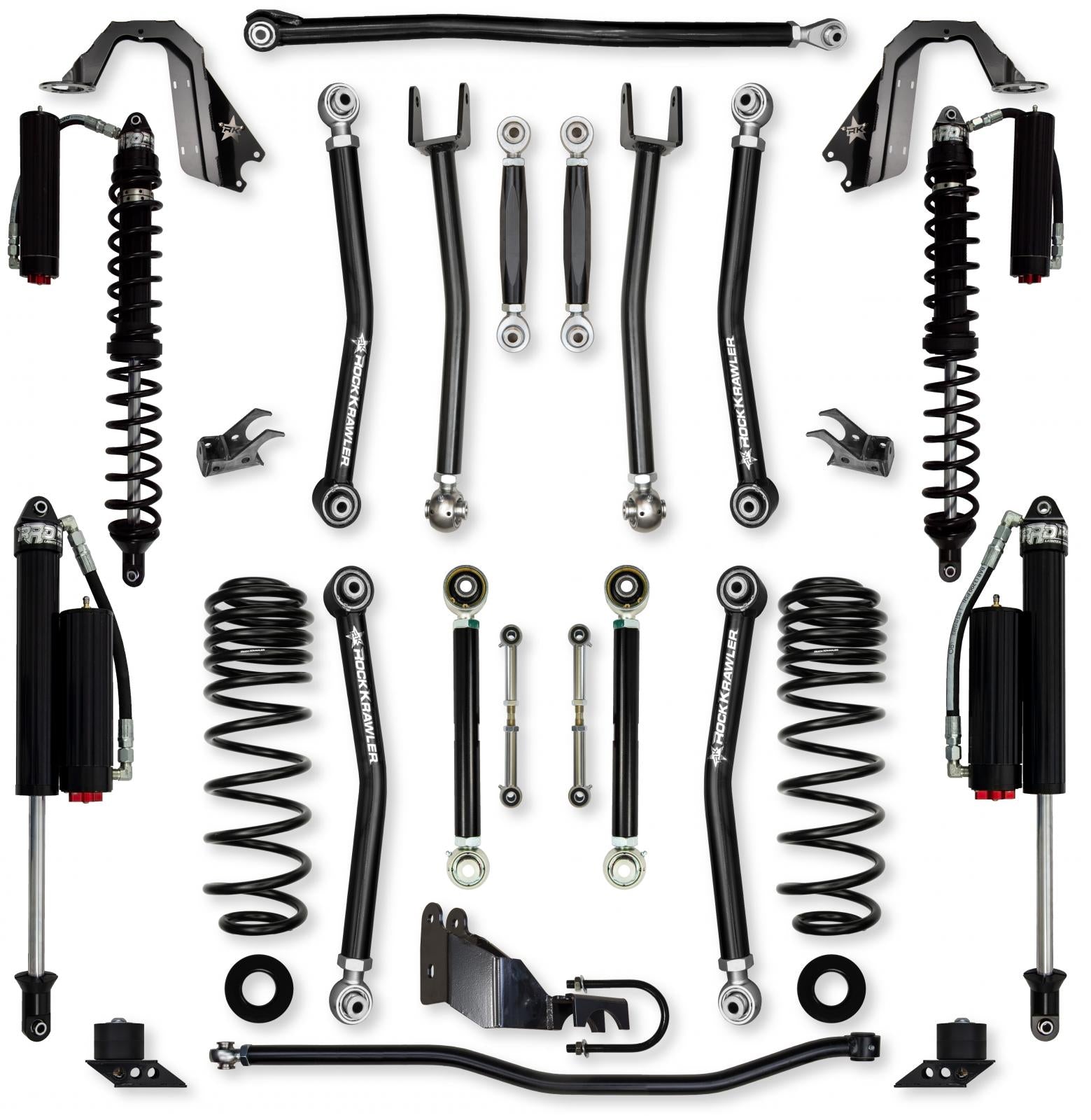4.5 Inch X-Factor No Limits Mid-Arm Suspension System for Jeep Wrangler JLU Gas Models Comp System Stage 2 Rock Krawler