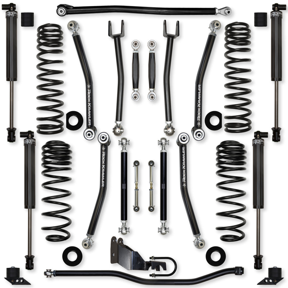 4.5 Inch X-Factor No Limits Mid-Arm Suspension System for Jeep Wrangler JLU 4XE Models Comp Stage 1 With IFP Shocks Rock Krawler