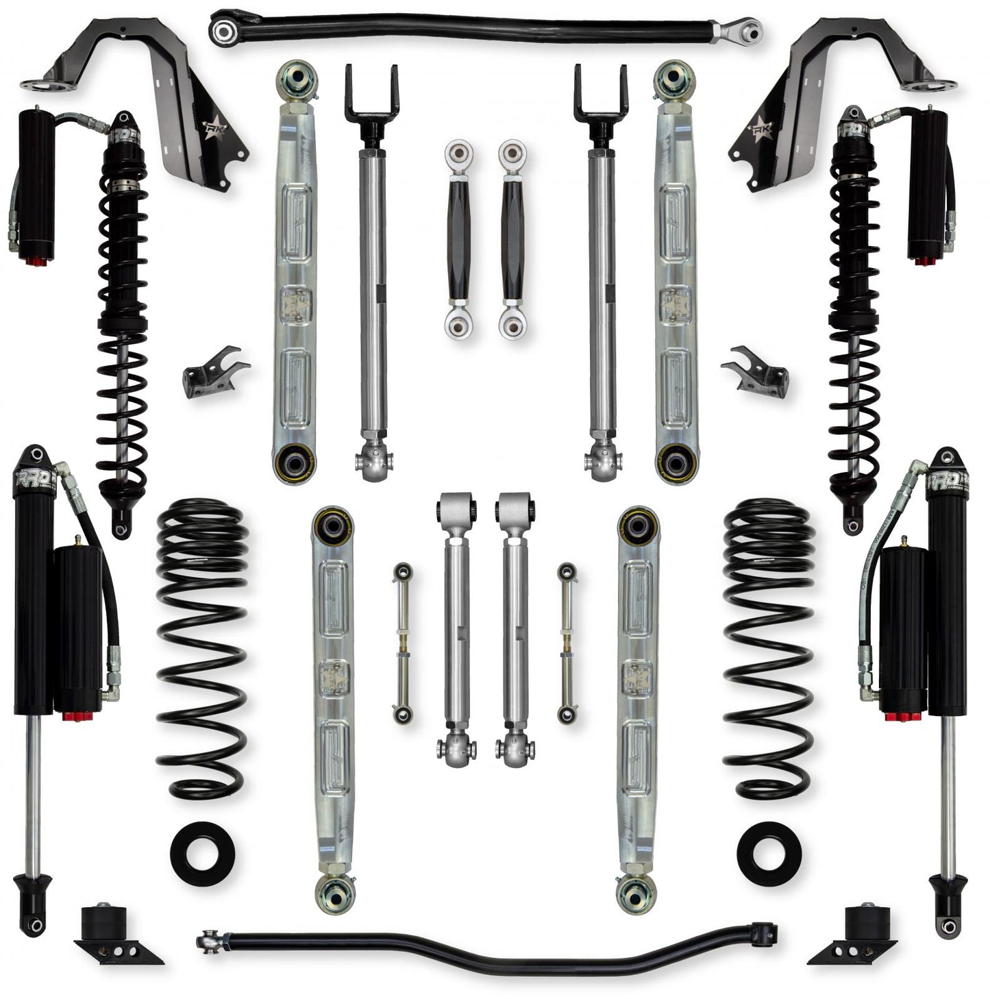 4.5 Inch X-Factor Pro Elite Coilover Mid-Arm No Limits System for Jeep Wrangler JLU 392 Models Comp System Stage 2 Rock Krawler
