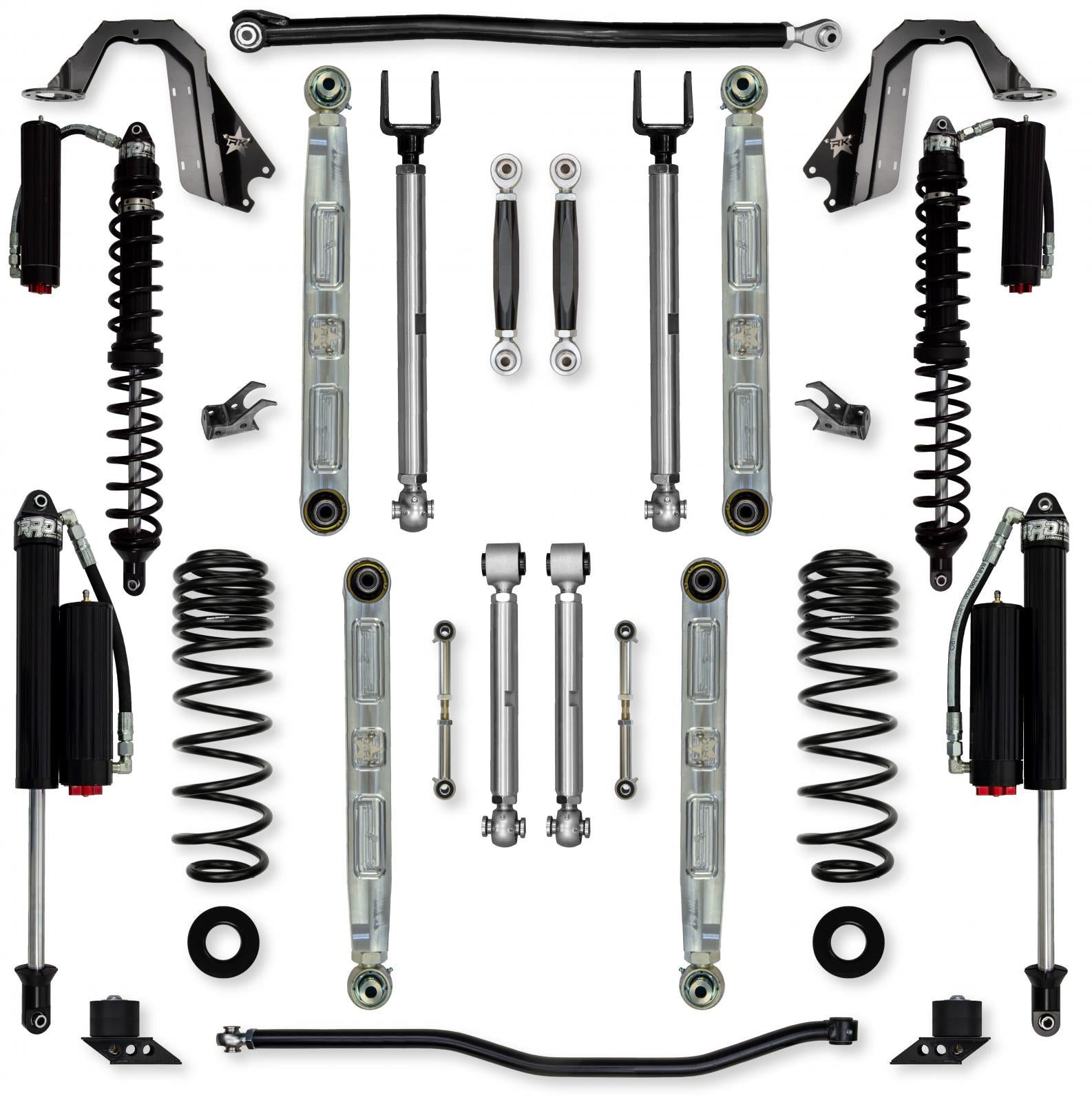 4.5 Inch X-Factor Pro Elite Coilover Mid-Arm No Limits System for Jeep Wrangler JLU 392 Models Comp System Stage 2 Rock Krawler