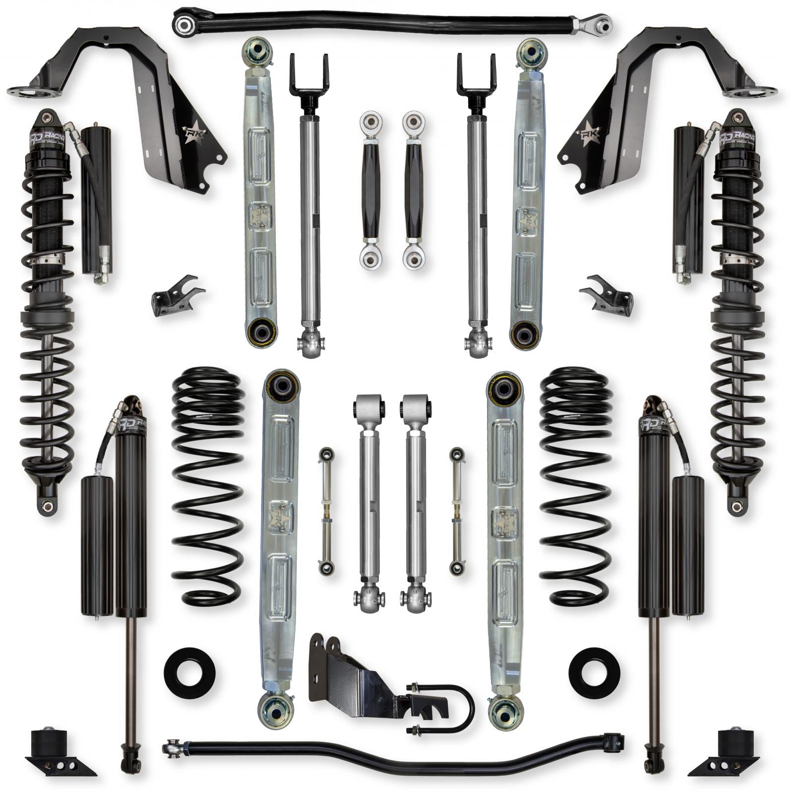 4.5 Inch X-Factor Pro Elite Coilover Mid-Arm No Limits Suspension System for Jeep Wrangler JLU Diesel Models Comp Stage 1 Rock Krawler