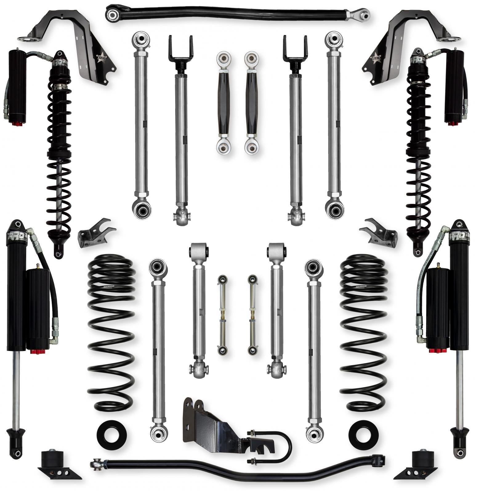 4.5 Inch X-Factor PRO Coilover No Limits Mid-Arm Suspension System for Jeep Wrangler JLU Gas Models Comp System Stage 2 Rock Krawler