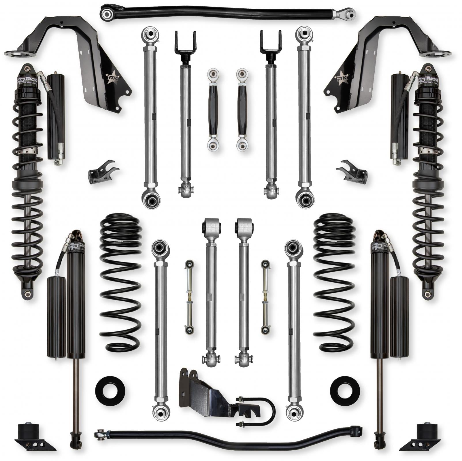 4.5 Inch X-Factor PRO Coilover No Limits Mid-Arm System for Jeep Wrangler JLU Diesel Models Comp Stage 1 Rock Krawler