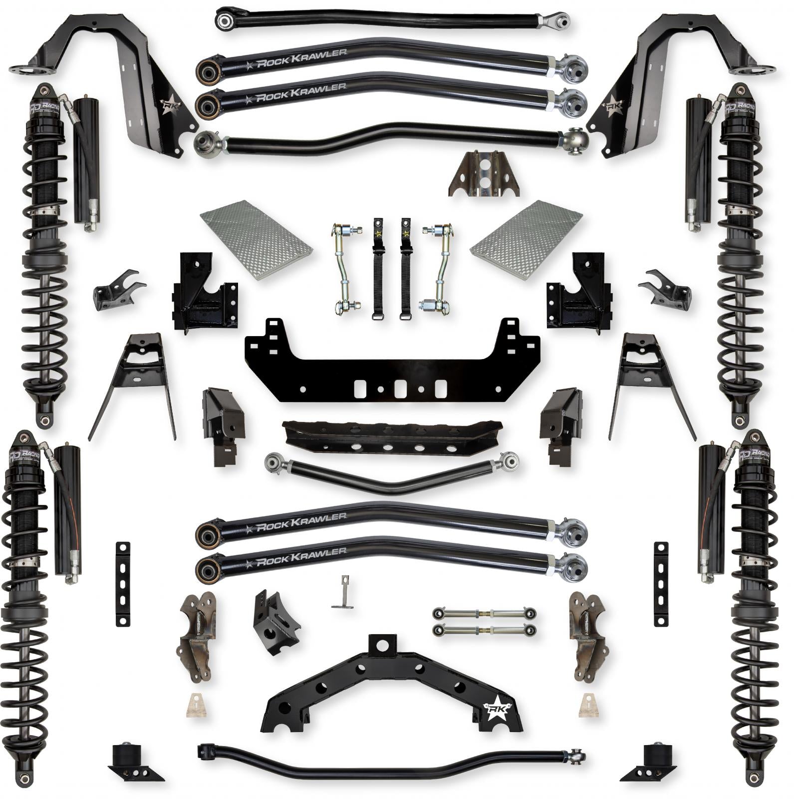 4.5 Inch X-Factor X2 Coilover Long-Arm Suspension System for Jeep Wrangler JL Gas Models Trail Runner System Stage 1 Rock Krawler