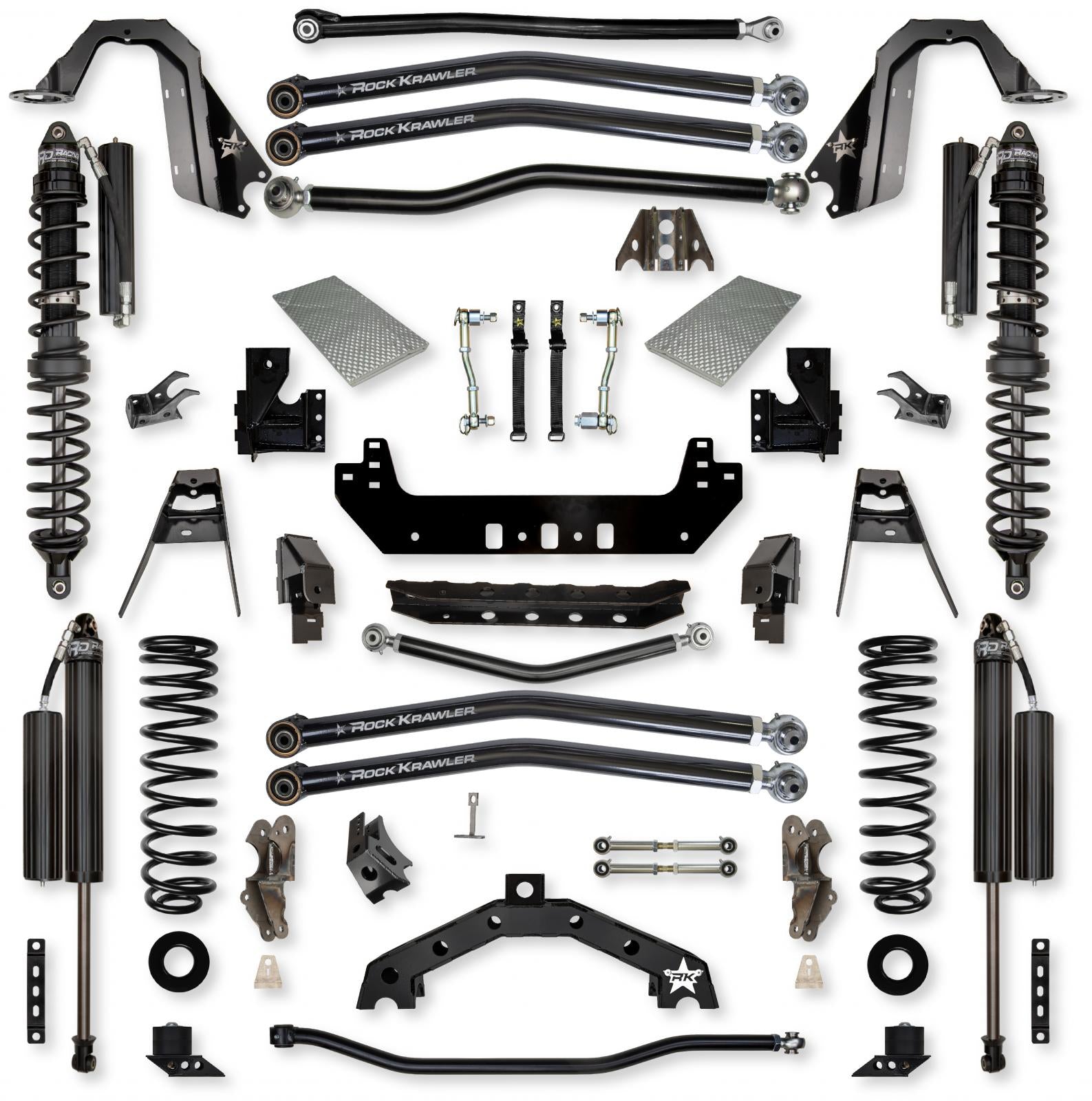 4.5 Inch X-Factor X2 Coilover Long-Arm Suspension System for Jeep Wrangler JLU Diesel Models Comp Stage 1 Rock Krawler