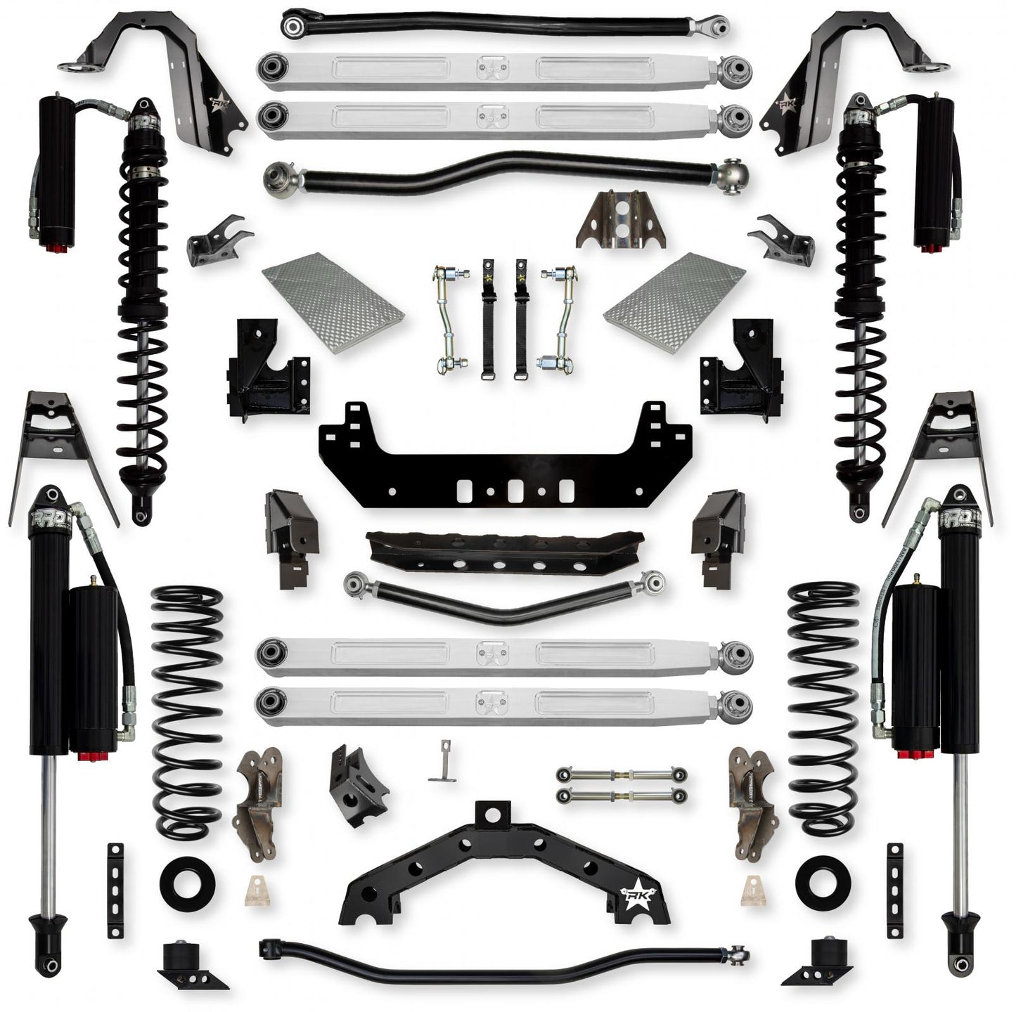 4.5 Inch X-Factor X2 Pro Elite Coilover Long-Arm Suspension System for Jeep Wrangler JLU Gas Models Comp System Stage 2 Rock Krawler
