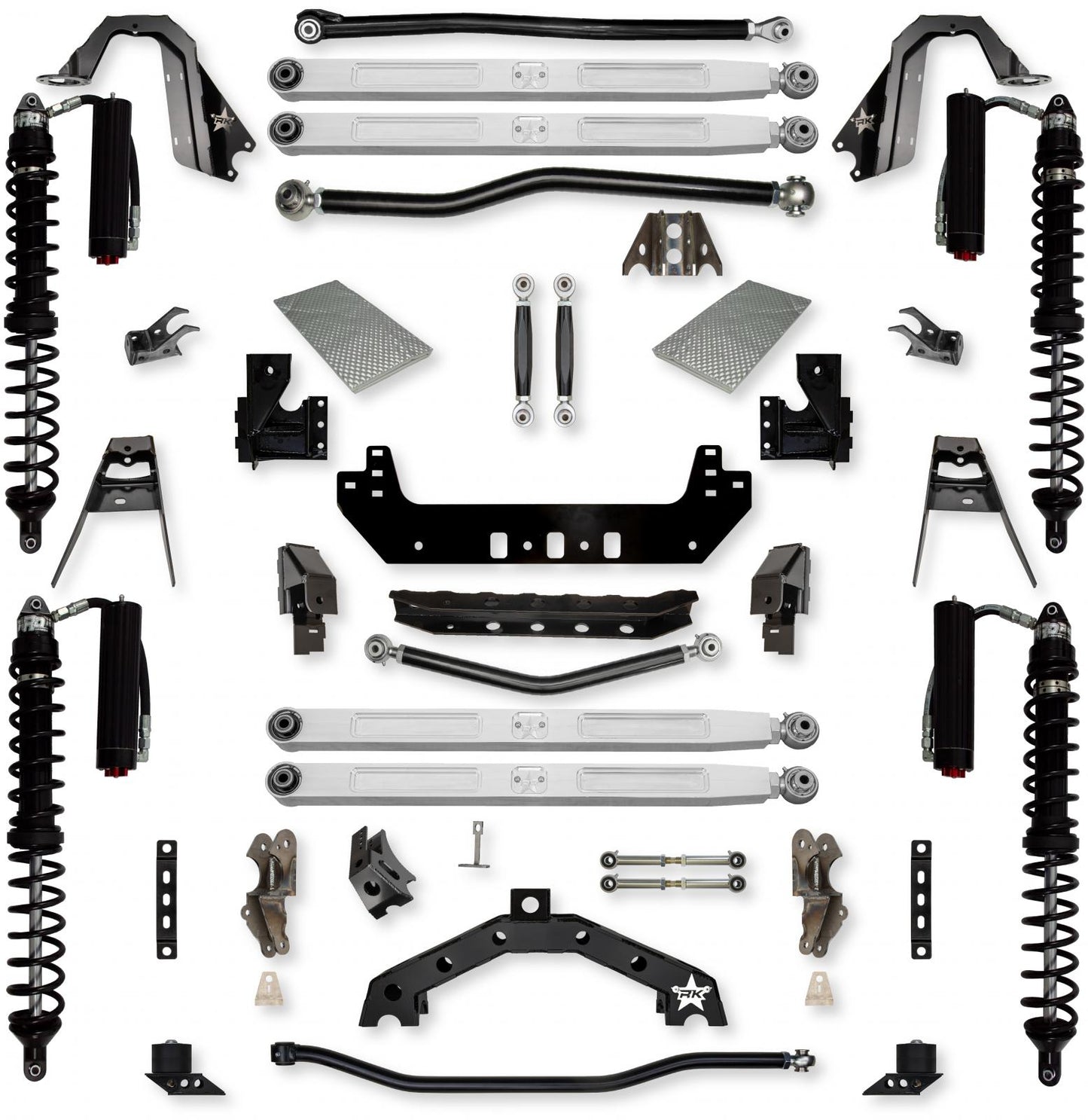 4.5 Inch X-Factor X2 Pro Elite Coilover No Limits Long-Arm Suspension System for Jeep Wrangler JLU Diesel Models Trail Runner System Stage 2 Rock Krawler