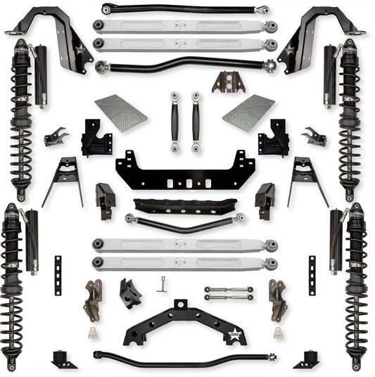 4.5 Inch X-Factor X2 Pro Elite Coilover No Limits Long-Arm Suspension System for Jeep Wrangler JLU Gas Models Trail Runner System Stage 1 Rock Krawler