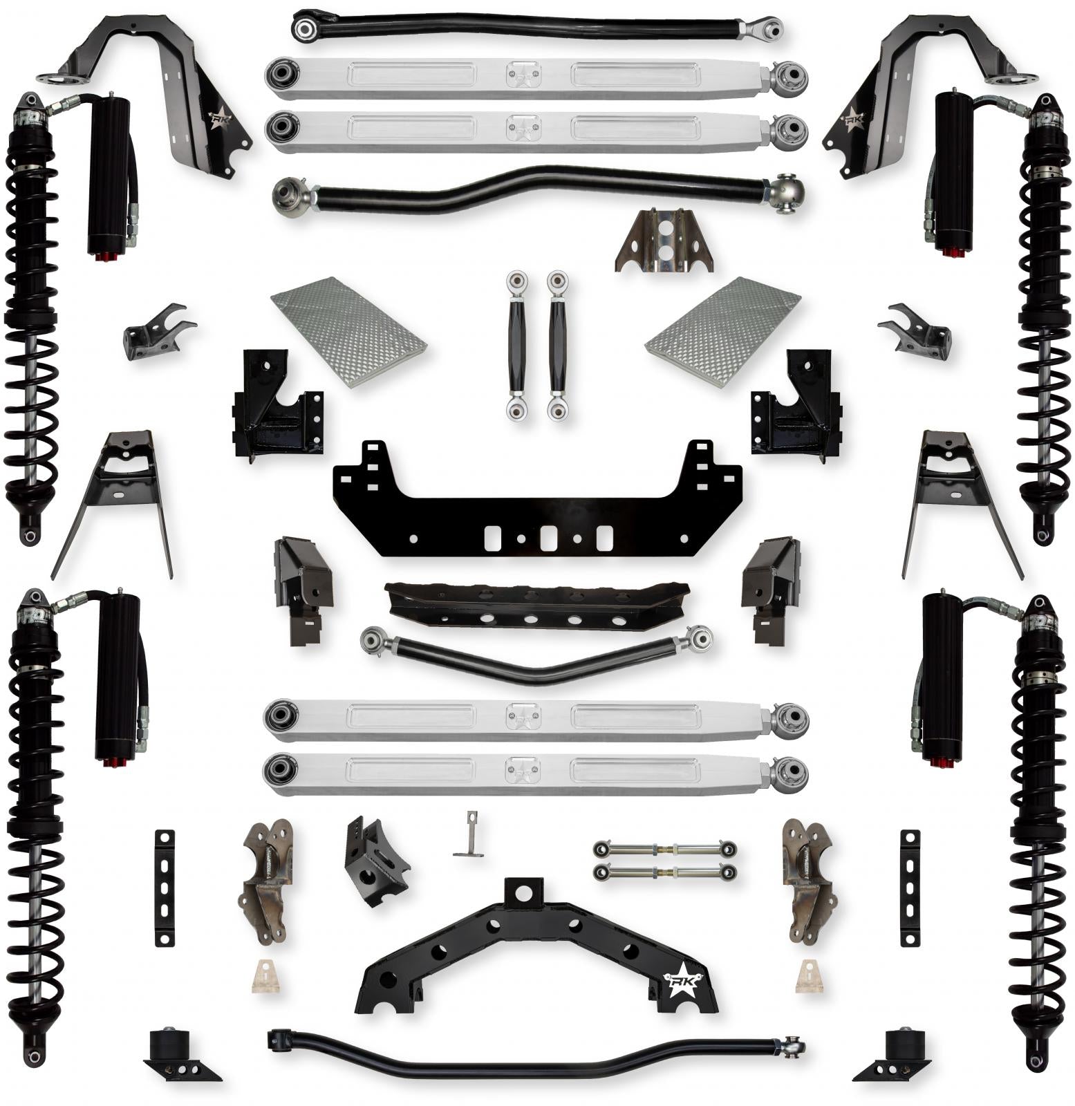 4.5 Inch X-Factor X2 Pro Elite Coilover No Limits Long-Arm Suspension System for Jeep Wrangler JLU Gas Models Trail Runner System Stage 2 Rock Krawler