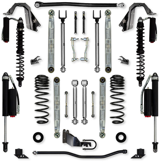 4.5 Inch X-Factor Pro Elite Coilover Mid-Arm Suspension System for Jeep Wrangler JLU Gas Models Comp System Stage 2 Rock Krawler