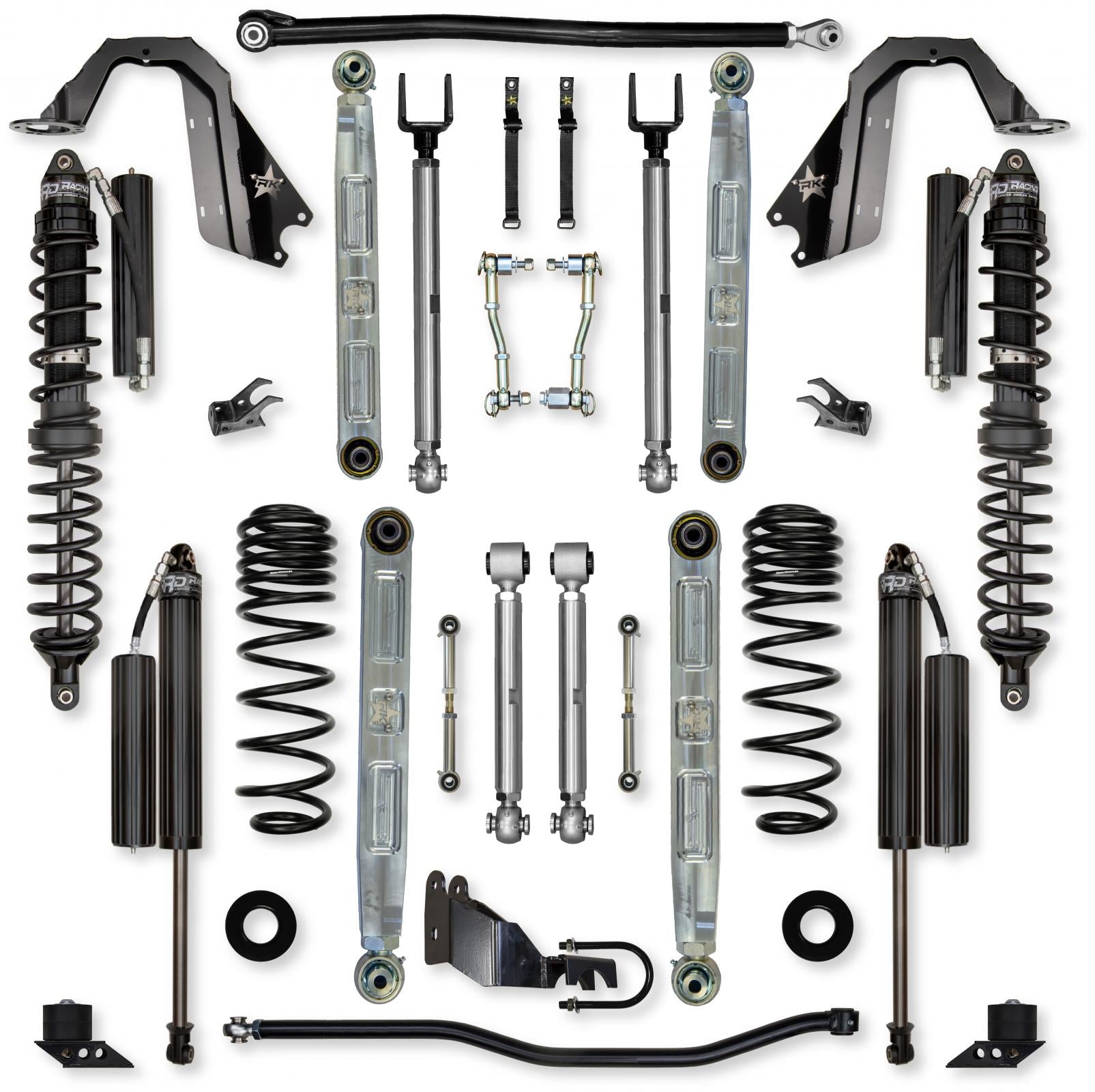4.5 Inch X-Factor Pro Elite Coilover Mid-Arm System for Jeep Wrangler JLU Diesel Models Comp Stage 1 Rock Krawler