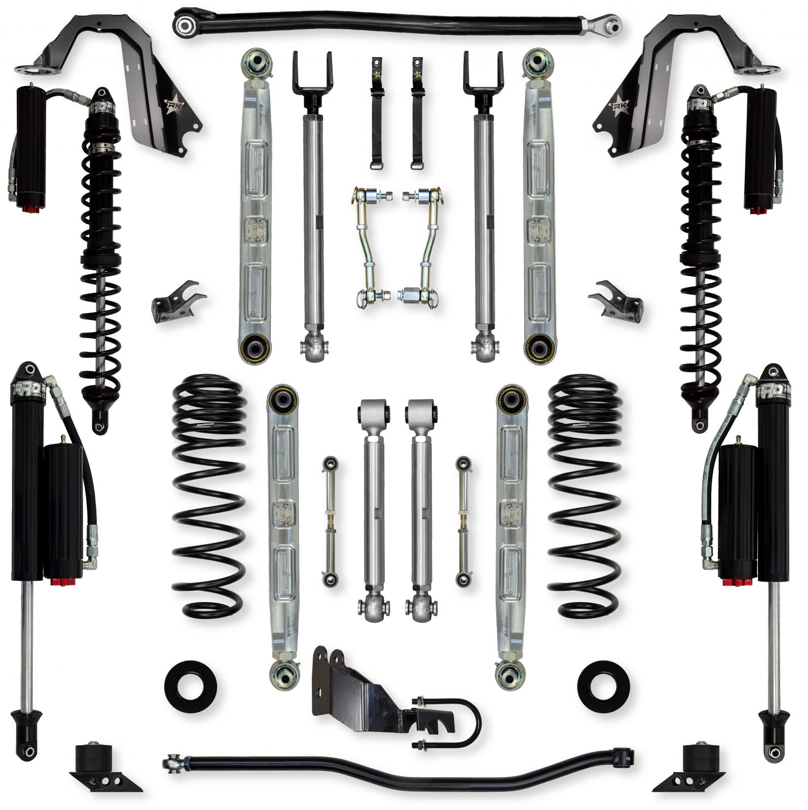 4.5 Inch X-Factor Pro Elite Coilover Mid-Arm Suspension System for Jeep Wrangler JLU 4XE Models Comp System Stage 2 Rock Krawler