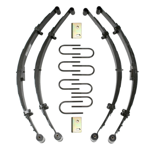 Lift Kit 3.5-4 Inch Lift 75-91 Cherokee Includes Front/Rear Leaf Springs Front Bushing Kit Track Bar Relocation Bracket Front/Rear U Bolt Kit Skyjacker