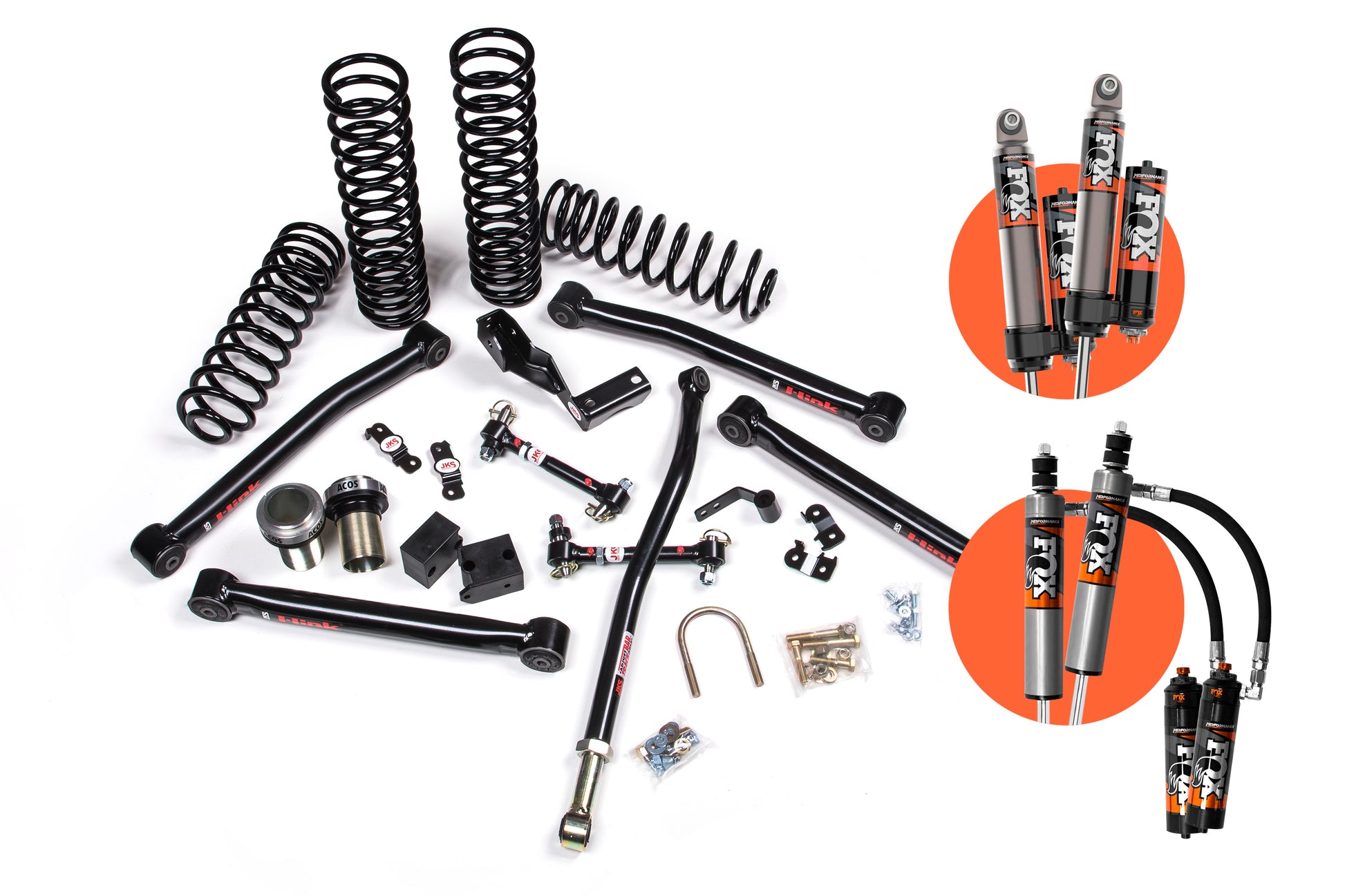 07-18 Jeep Wrangler JK 2 Door 3.5 Inch J-Lander Suspension Lift Kit w/ Fox 2.5 Performance Elite Series R/R DSC Shocks 4WD JSPEC JKS Manufacturing