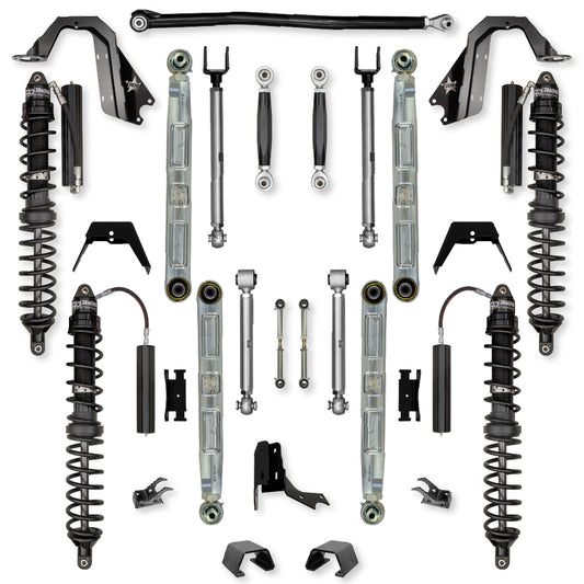 3.0 Inch X-Factor Pro Elite Coilover No Limits Mid-Arm Suspension System for Jeep Gladiator JT Diesel Models Trail Runner System Stage 1 Rock Krawler