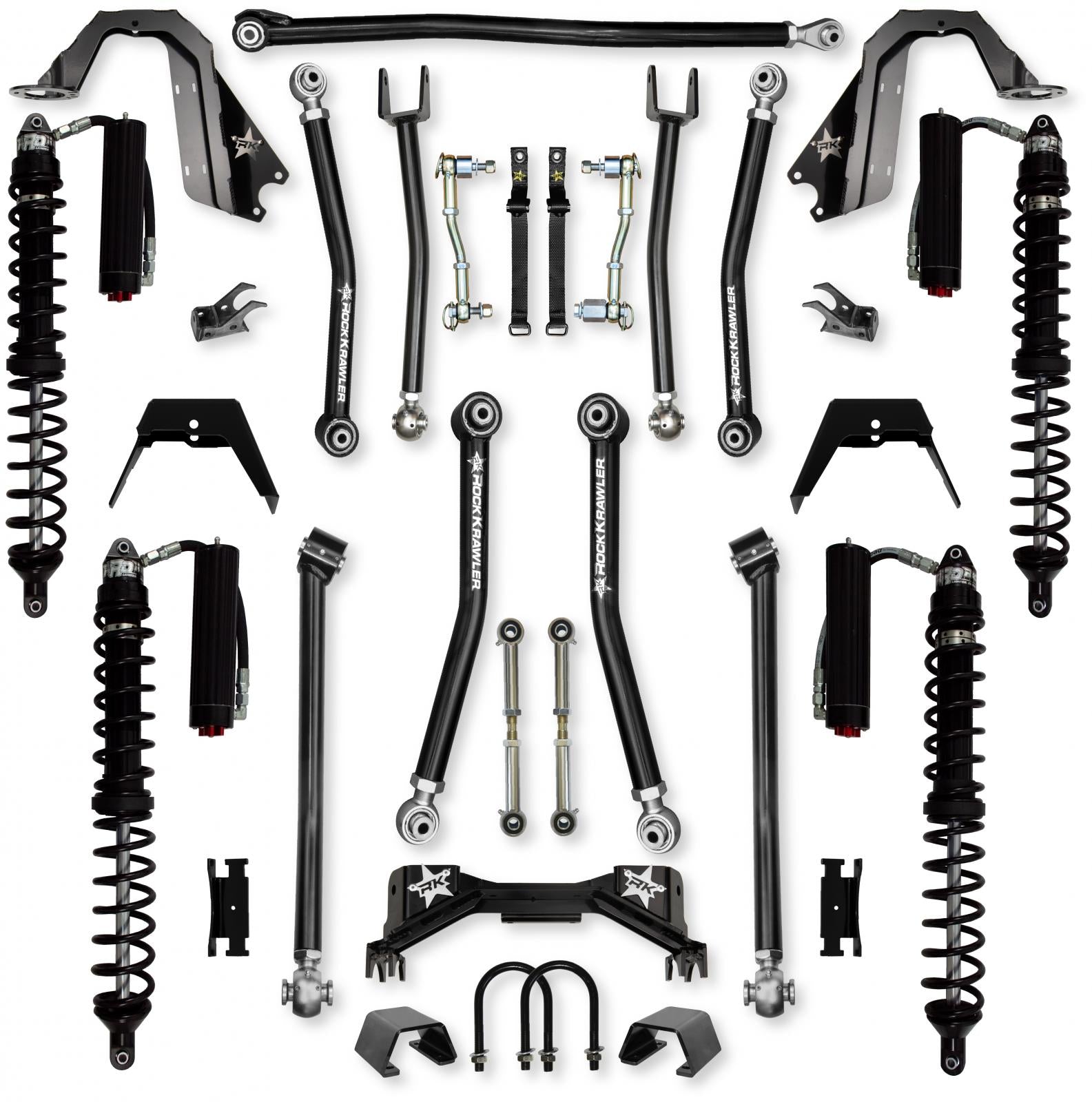 3.0 Inch Pro X Coilover Mid-Arm Suspension System for Jeep Gladiator JT Gas Models Trail Runner System Stage 2 Rock Krawler