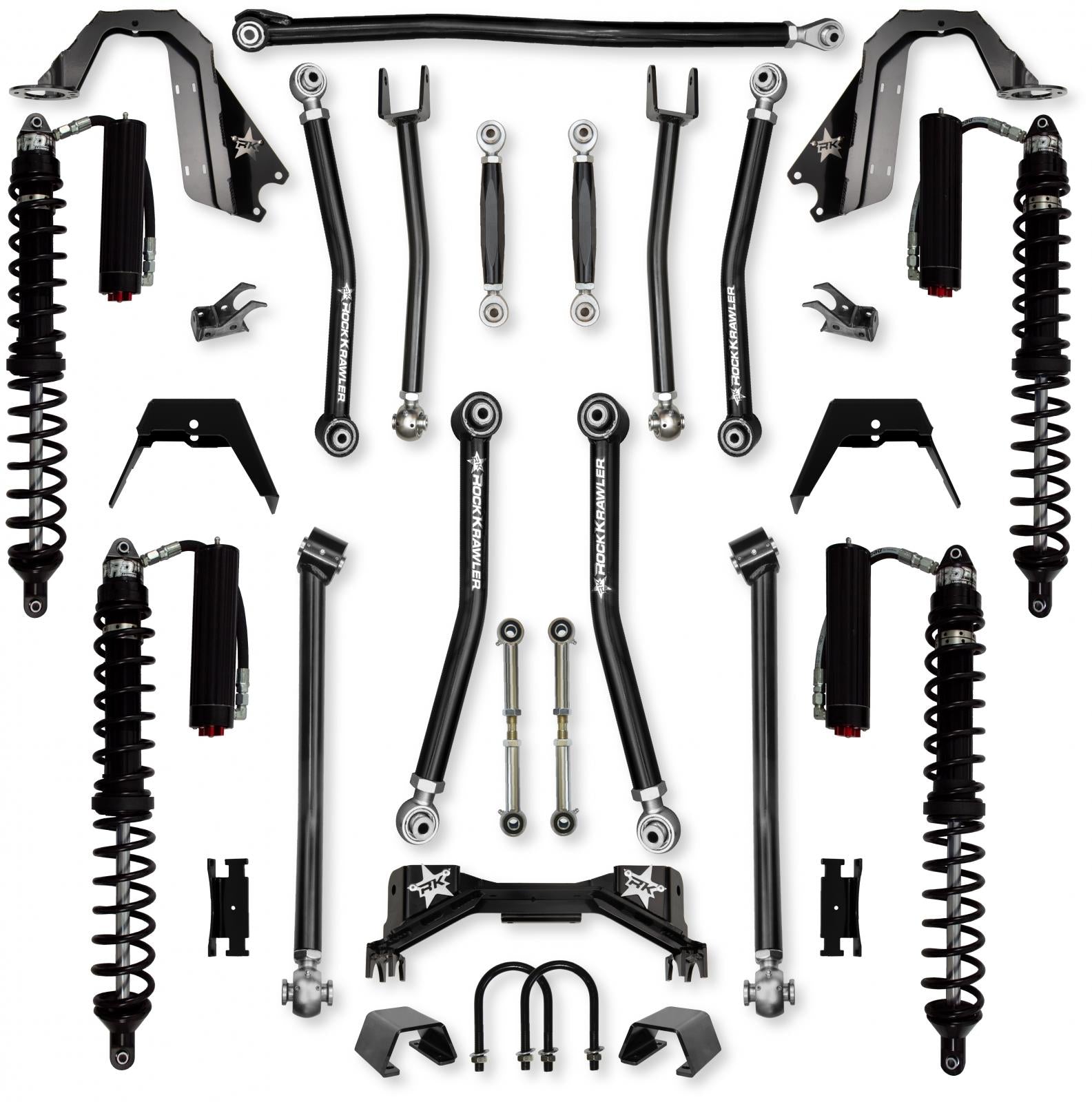 3.0 Inch Pro X Coilover No Limits Mid-Arm System for Jeep Gladiator JT Gas Models Trail Runner System Stage 2 Rock Krawler