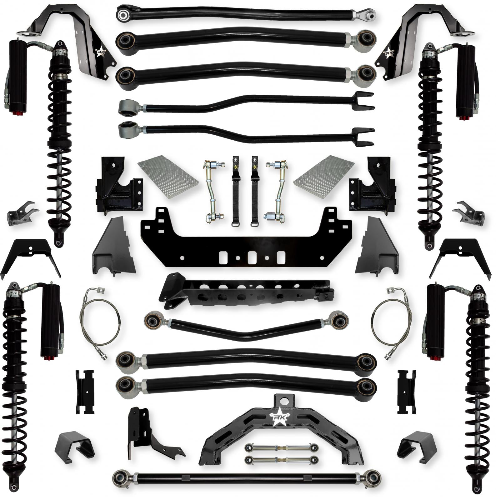 4.5 Inch Adventure X2 Coilover Long-Arm Suspension System for Jeep Gladiator JT Diesel Models Trail Runner System Stage 2 Rock Krawler