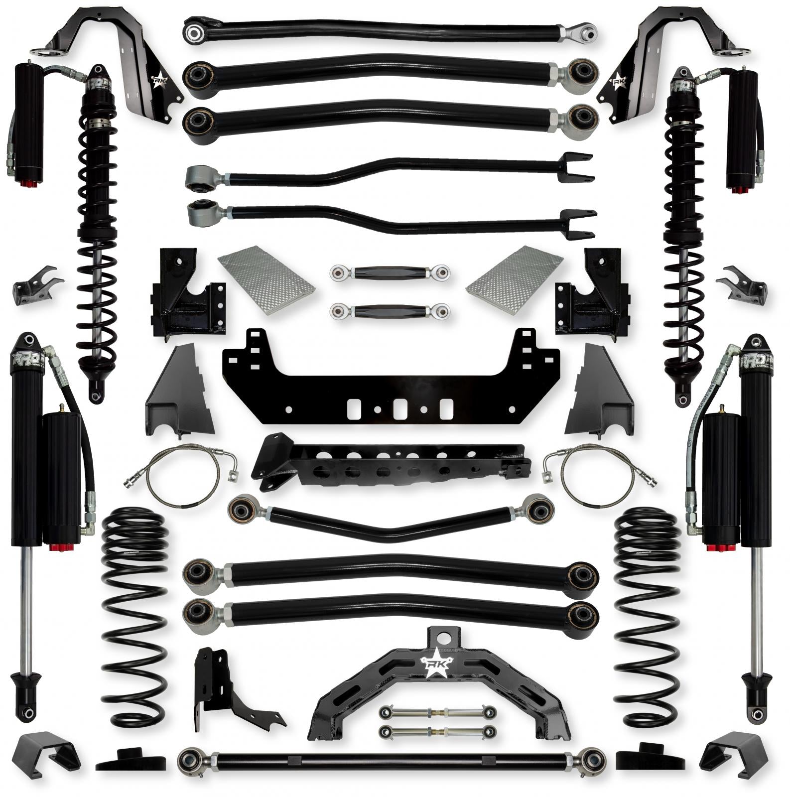 4.5 Inch Adventure X2 Coilover No Limits Long-Arm Suspension System for Jeep Gladiator JT Gas Models Comp System Stage 2 Rock Krawler