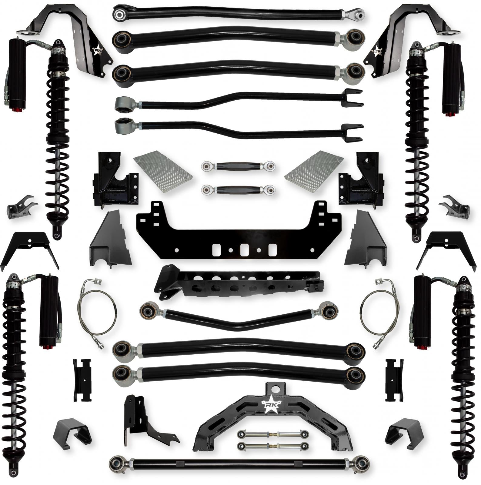 4.5 Inch Adventure X2 Coilover No Limits Long-Arm Suspension System for Jeep Gladiator JT Gas Models Trail Runner System Stage 2 Rock Krawler