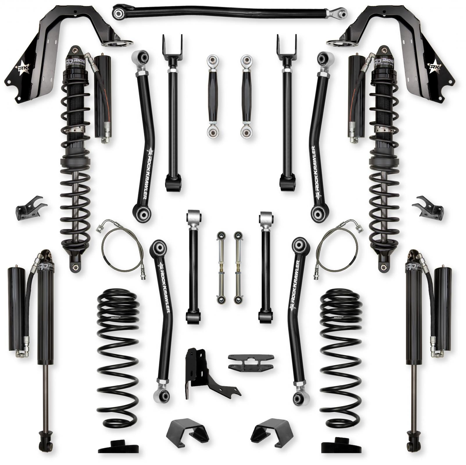 4.5 Inch Adventure X Coilover No Limits Mid-Arm Suspension System for Jeep Gladiator JT Gas Models Comp Stage 1 Rock Krawler